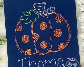 Boys Thanksgiving Stripe Pumpkins Fall Shirt/Pumpkin Patch/Personalized Shirt/Applique Embroidered Shirt/First Thanksgiving/Pumpkin Shirt
