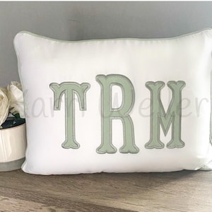 Pillow Sham Piping Trim/Monogram Nursery Pillow/Personalized Baby Gift/Pillow/College Monogram Pillow/Decorative Throw/Monogram Pillow Sham image 1