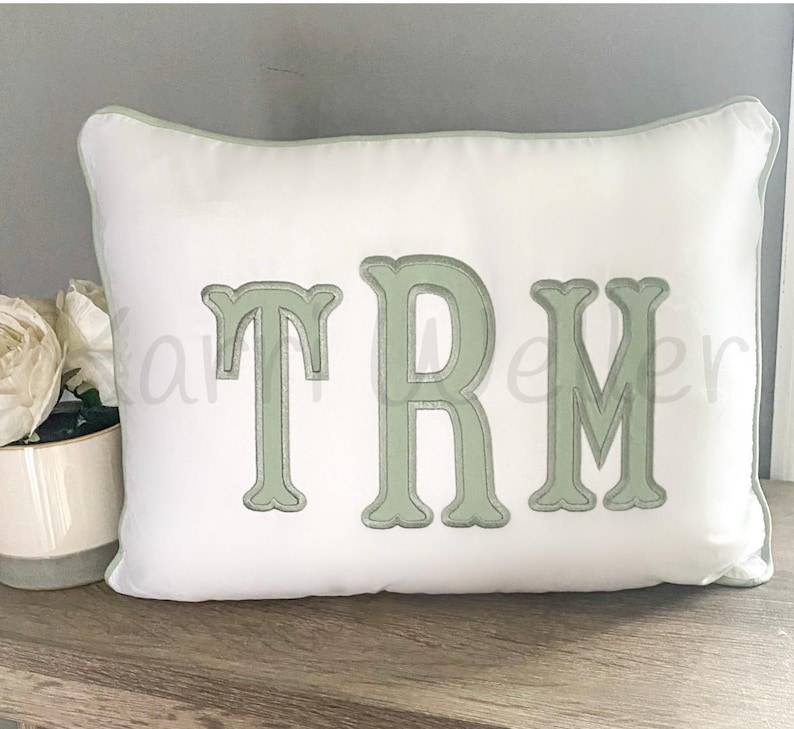 Pillow Sham Piping Trim/Monogram Nursery Pillow/Personalized Baby Gift/Pillow/College Monogram Pillow/Decorative Throw/Monogram Pillow Sham image 1