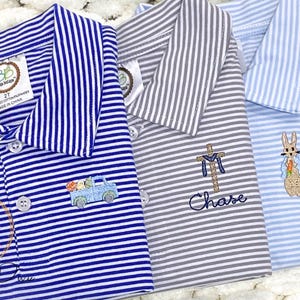Boys Mini Easter and Monogram Shirt/Monogram Boys Shirt/Personalized/Mini Bunny, Puppy Shirt/Youth Pullover/Embroidered Shirt/Personalized