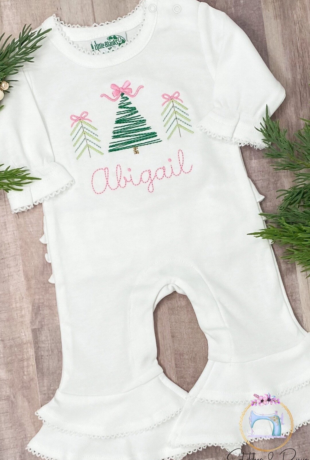 Baby Girl Christmas Tree Outfit/monogrammed Personalized Romper/custom