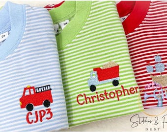 LONG Sleeves Boys Mini and Monogram Shirt/Monogram Shirt/Personalized/Mini Animal, Car, Sports Shirt/Youth Pullover/Embroidered Shirt