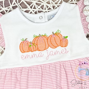 Baby Girls Pumpkin Bubble/Fancy Pumpkin Patch Bubble/Fall Bubble/First Pumpkin Patch/Baby Gift/Pumpkin Birthday Party Outfit Embroidered