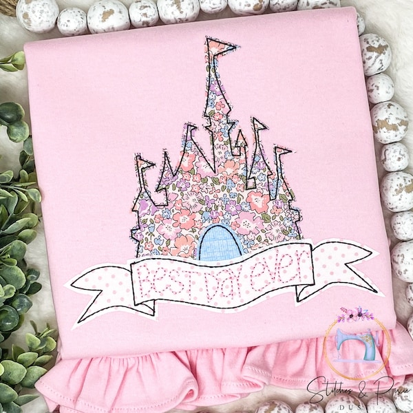 Girls Princess Toddler Castle Shirt/Girls Embroidered Castle Shirt/Castle Shirt/Birthday Shirt/Applique Floral Castle/Best Day Ever