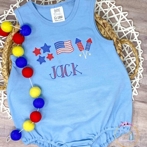 4th of july romper boy