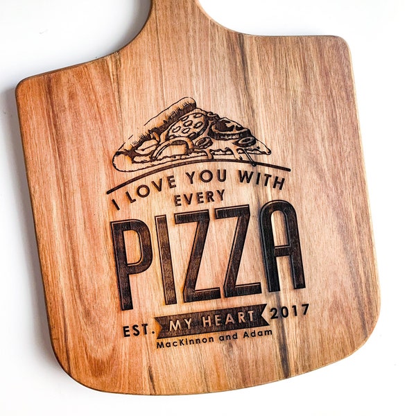 Personalized Wooden Pizza Board, Custom Pizza Peel, Valentine’s Day Gift, Wedding Gift, Housewarming Gift, Pizza Tray, love you to pizzas