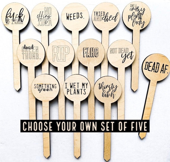 Funny Plant Markers, Inappropriate Garden Stakes, Plant Pun Sign, Indoor House Plant, Outdoor Plant Tags, Silly Gift, Housewarming Gift