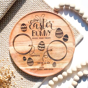 Personalized Easter Bunny Wooden Plate, Easter Tray, Easter Tradition, Snack and Drink for Easter Bunny, Easter 2023, Easter Treats Gift