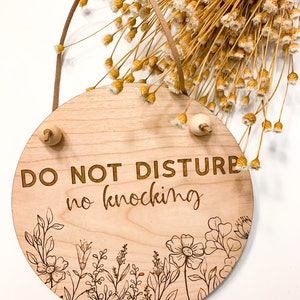 Floral Baby Sleeping Sign, Front Door Do Not Knock Sign, Do Not Disturb, Newborn Baby, Baby Shower Gift, Wooden Baby Sign, Wildflower, Boho