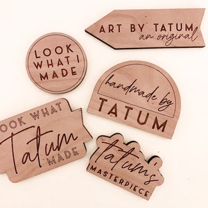 Look What I Made Refrigerator Magnets, Set of 5, Custom Kid’s Name Art Display Magnets, Back to School Magnet, Personalized Wooden Magnet
