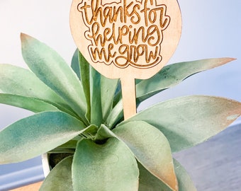 Thank You for Helping Me Grow Plant Stake, Teacher Gift, Teacher Appreciation Gift, Plant Succulent Tag, Gift for Child’s Teacher
