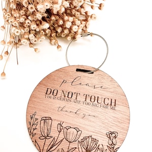 Baby Do Not Touch Sign, Germs Are Too Big, Wood Sign, Car Seat, Stroller Sign, New Parent Gift, Baby Shower Gift, No Touching Floral Sign