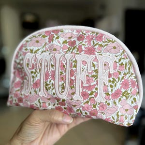 Half Moon Personalized Linen Cosmetic Bag
