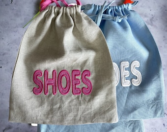 Personalized linen Shoe Bag/ accessories bag/Drawstring Bag