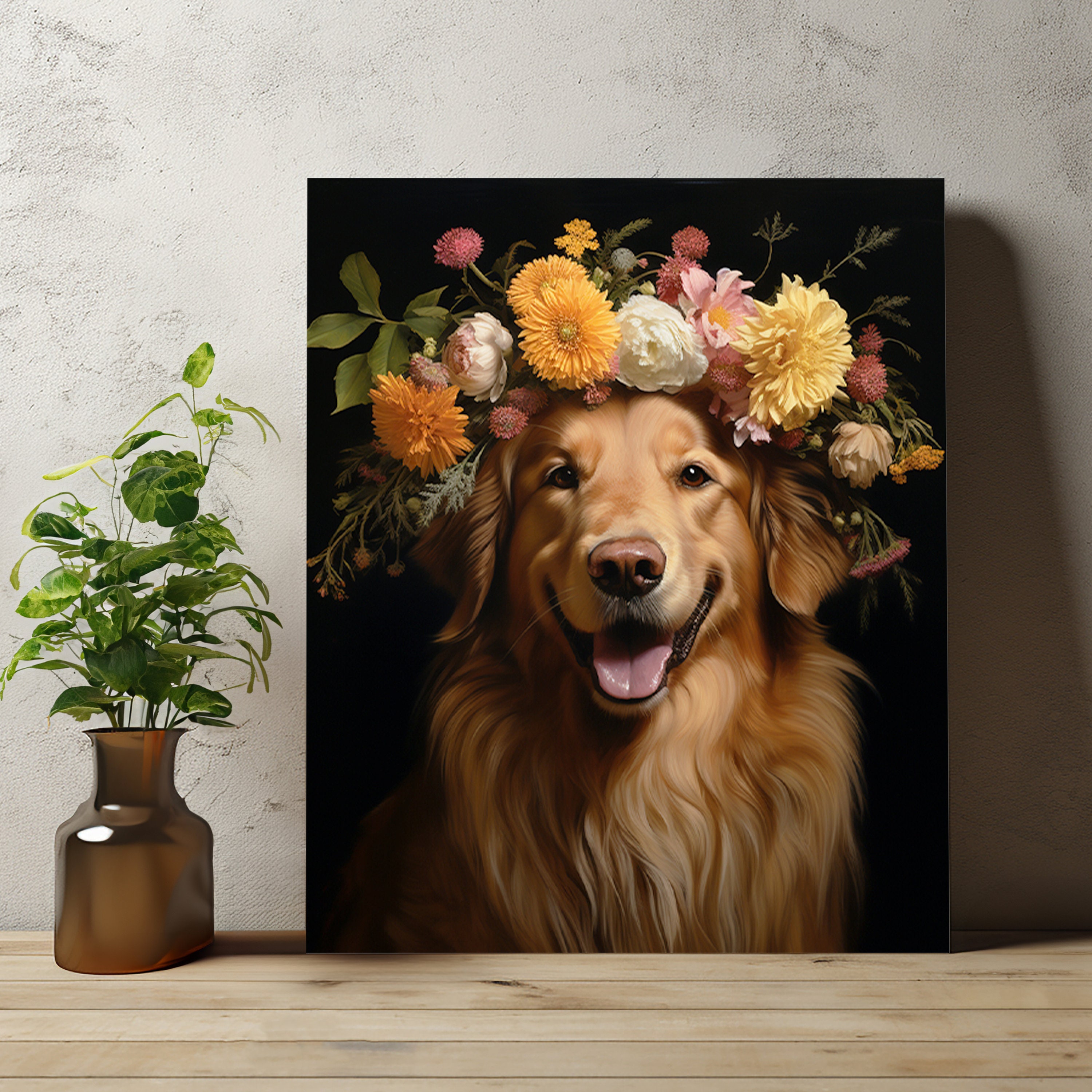Dog with hotsell flower crown painting