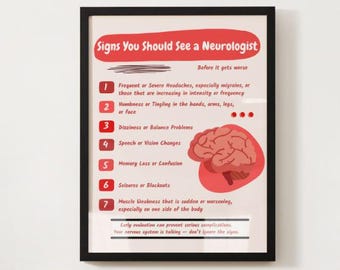 Signs You Should See a Neurologist | Neurology Poster | Neurology Office Decor