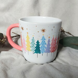 12 oz. rainbow Christmas tree mandala mug