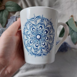 12 oz. Blue and white mandala mug