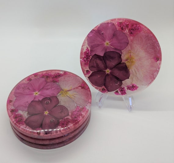 Pink Coaster/pink Flower Coaster/flower Coasters/coaster Etsy UK