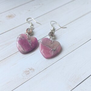 Polymer clay earrings/handmade earrings/purple heart earrings/purple clay earrings/heart earrings/gift for her/resin heart earrings