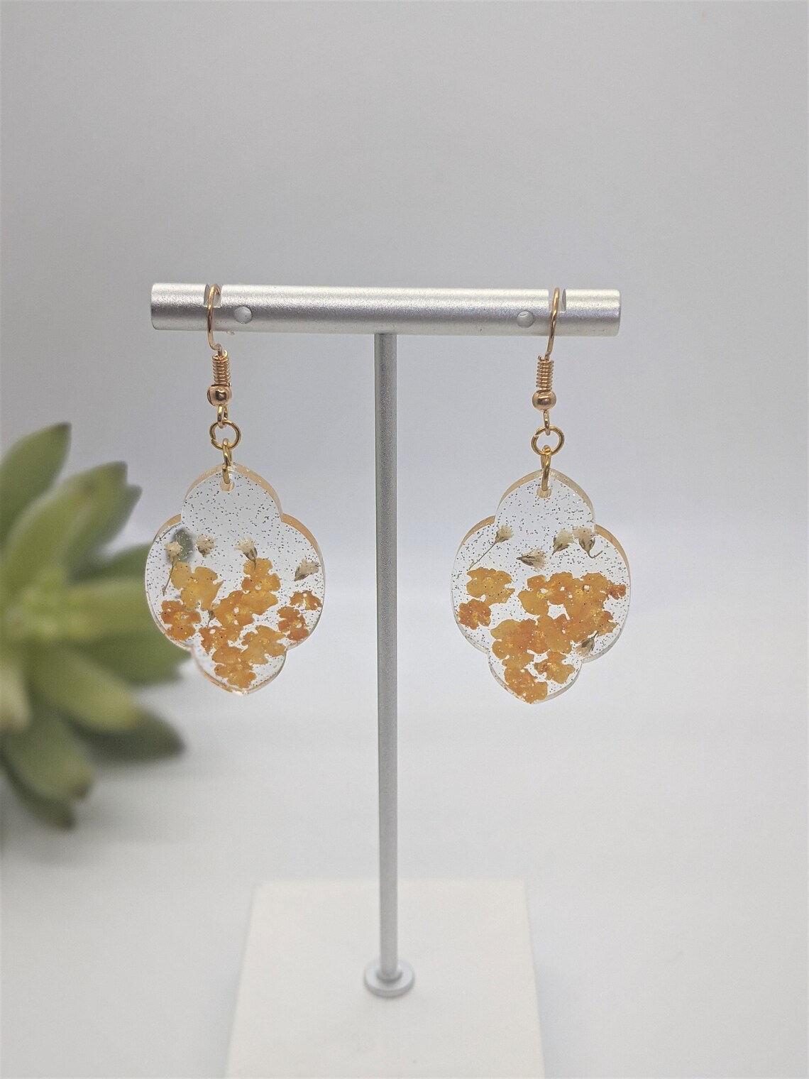 Flower resin earrings real lantana flowers and baby's Etsy