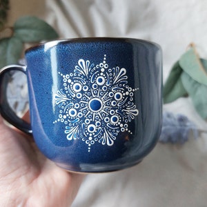 16 oz. Blue and white mandala mug