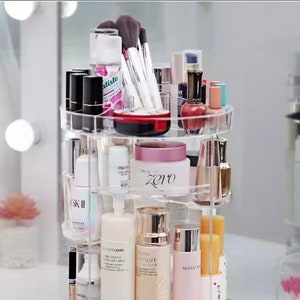 Makeup Brush Holder 360-degree Rotating Dustproof Makeup Brush Organizer  Pen Holder Cosmetic Brush Storage Box, Clear Acrylic Brush Holder 