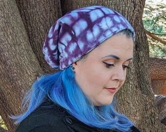 Psychadelic twisted beanie, tie dye slouchy hat, festival wear, y2k accessories, bamboo fleece chemo hat, gender neutral chunky beanie