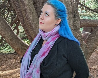 Violet tie dye infinity scarves, ladies pastel cowl scarf, bamboo fleece snood