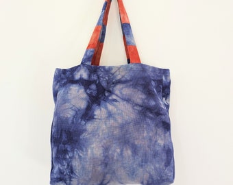 Violet tie dye tote canvas bag, hippie slouchy hobo bag, boho style beach bag, festival shopping bag