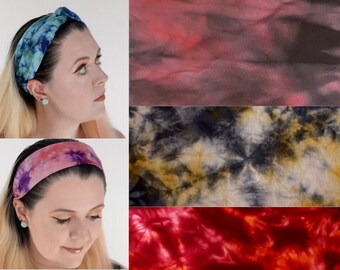 Customised tie dye headbands with bamboo jersey fabric, boho headband, personalized hair accessory gift