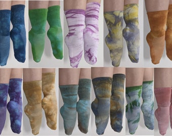 hand tie dyed socks set of 5, bamboo soft socks, colourful fun socks
