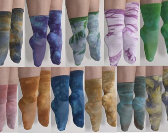 hand dyed socks in funky colourful tie dye set of 3, soft bamboo eco socks, cozy socks gift