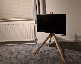 TV Stand - Minimal Modern Natural Wooden Birch Wax Furniture Easel