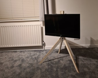 White TV Stand - Minimal Modern Wooden Birch Wax Furniture