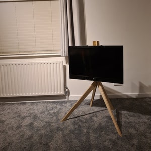 TV Stand - Minimal Modern Natural Wooden Birch Wax Furniture Easel