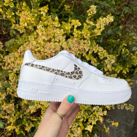 tan and cheetah air force ones