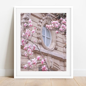 Printemps à Paris Photographie Print, Paris Building Photo, Pink Paris Wall Decor, Gallery Wall Art, Paris Photo Print, Magnolia Blossom Paris
