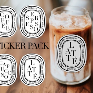 Coffee Diptyque Label Sticker Pack, Diptyque Logo Coffee Set, Diptyque Candle Label, Coffee Lover Gift