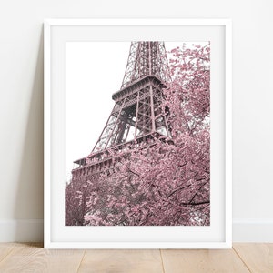 Eiffel Tower with Cherry Blossom Photography, Spring in Paris Photography Print, Pink Photography, Gallery Wall Art, Paris Photo Print
