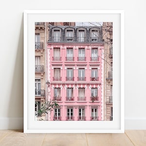 Rosa Paris Fotografie Druck, Pariser Gebäude Foto, Fine Art Print, Paris Wand-Dekor, Galerie Wandkunst, Paris in rosa Fotodruck
