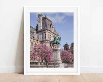 Parisian Building Photography Print, Paris Architecture Photo, Paris Spring Photography, Gallery Wall Art, Paris Photo Print, Magnolia Tree