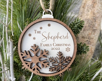 Family Christmas Ornament | Personalized | Stocking | Holidays | Double Layer