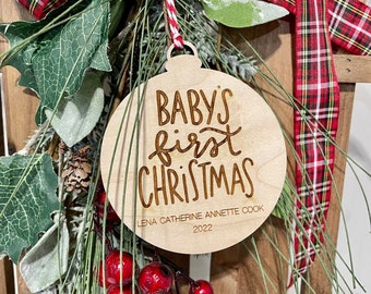 Baby's First Christmas | Ornament | Holidays | Pregnancy | Christmas Tree | Wooden Ornament
