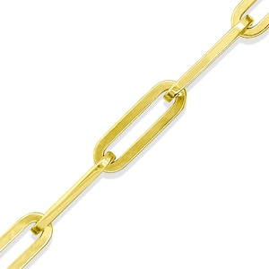Solid 14k Yellow Gold Paperclip Link Chain Necklace