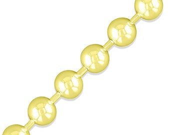 18k Yellow Gold Solid Ball Bead Chain Italian Necklace