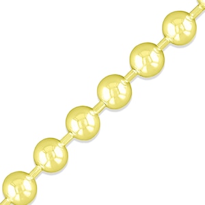 18k Yellow Gold Solid Ball Bead Chain Italian Necklace