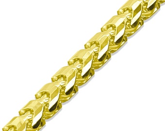 Solid 14k Gold Diamond Cut Franco Chain Italian Yellow Gold Necklace Jewelry Gift 16"-30" Inches 1MM-5MM