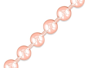 Real 14k Rose Gold Solid Ball Chain Italian Gold Bead Necklace 1MM