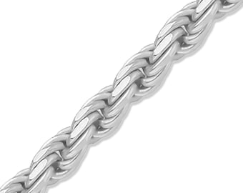 Solid 14k White Gold Rope Chain Diamond Cut Italian Necklace 16&quot;-30&quot; Inches 1MM-12MM